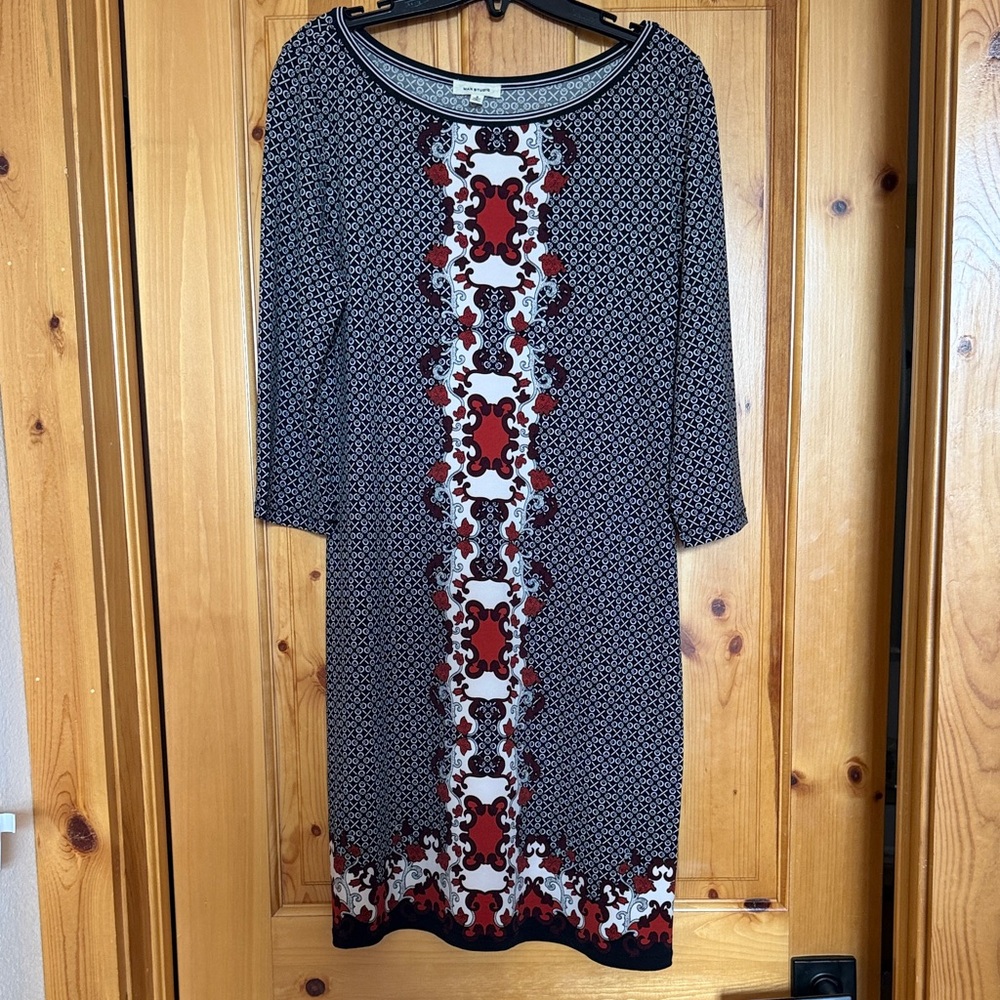 Max Studio Black and Red Patterned Women’s Dress, small